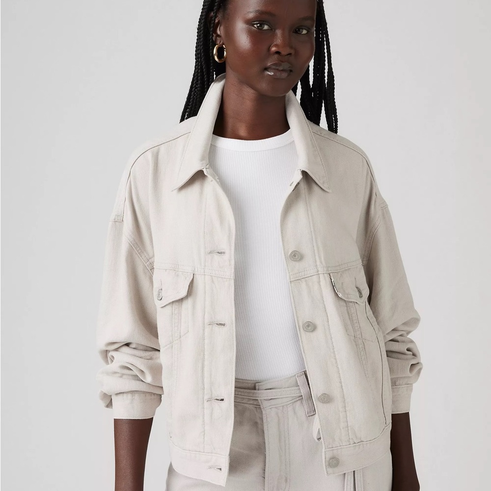 Oversized Levi’s Shrunken 90s Linen Blend Lightweight Trucker Jacket Women’s XS